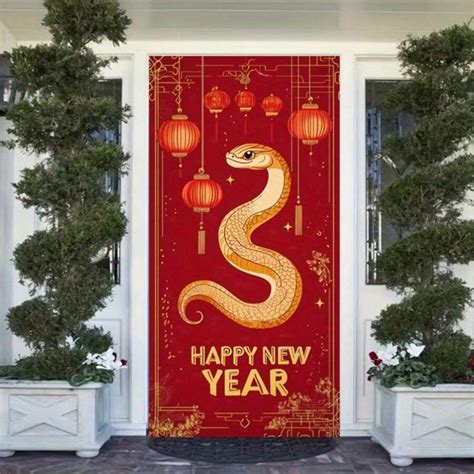 1pc Chinese New Year Polyester Door Curtain - Snake Year Design ...
