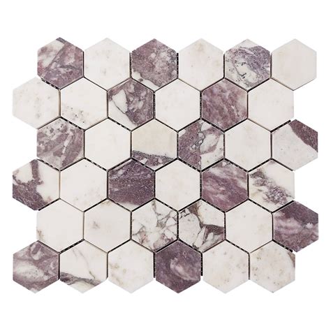 Calacatta Viola Marble 2" Hexagon Mosaic Tile Honed