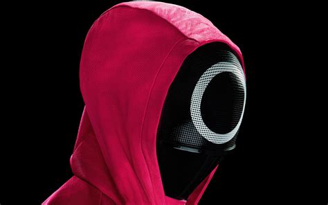 Squid Game Season 2 Wallpaper 4K, Pink guard, Black background, 5K