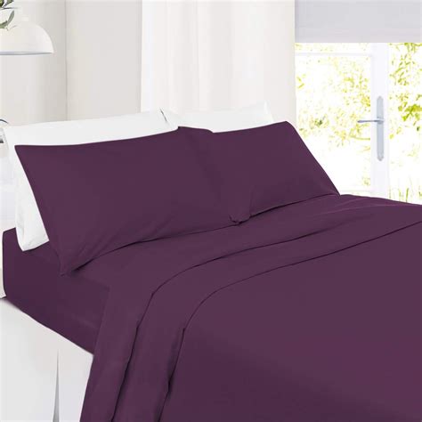 Amazon.com: 5 Piece Split King Size Sheets – Dark Purple Bed Sheet Set ...