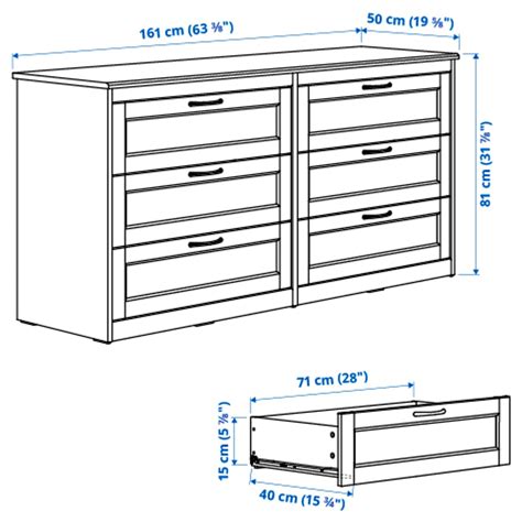 SONGESAND chest of 6 drawers, brown, 161x81 cm (633/8x317/8") - IKEA
