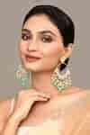 Buy Green Beads, Stones Kundan Embellished Earrings by Samyukta ...