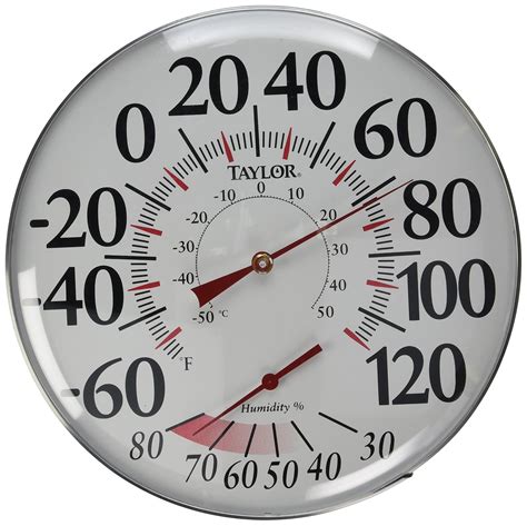 Taylor 497J Dial 12" Metal Thermometer -60F to 120F Relative Humidity ...
