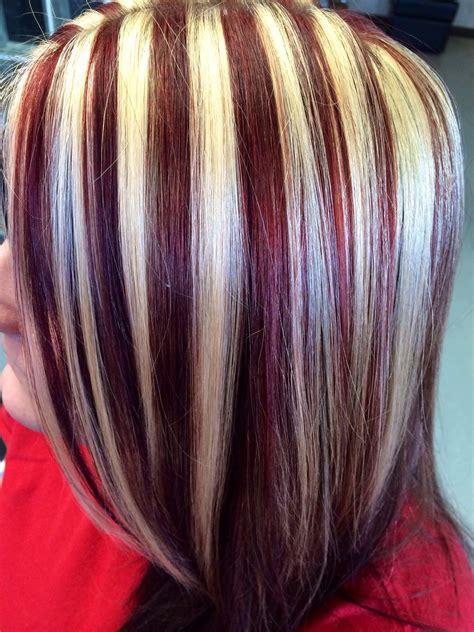 Kenra color red and blonde | Hair color highlights, Different hair ...