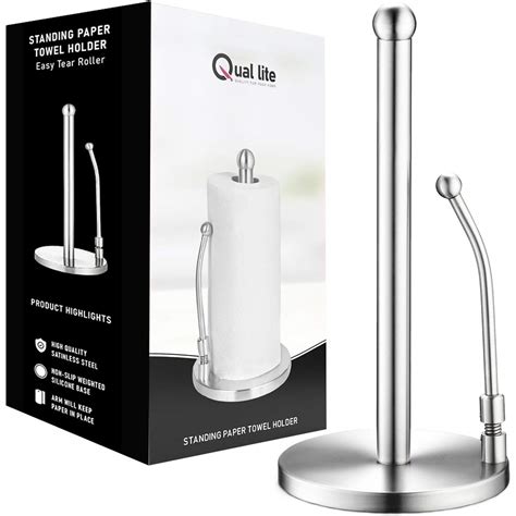 Qual Lite Stainless Steel Paper Towel Holder Stand Weighted Paper ...