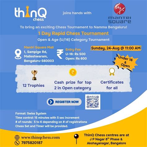 Thinq Chess Tournament, Mantri Square Mall (Bangalore), 24 August 2025 ...