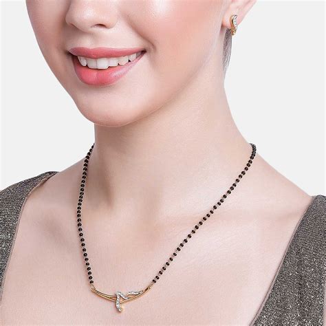 Gold Plated Sophisticated Mangalsutra Necklace Set with Austrian ...