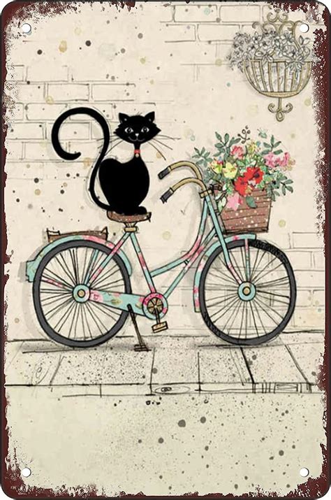 Rosefinch Stone Retro Metal Sheet Sign for Bicycles and Cats, Wall ...