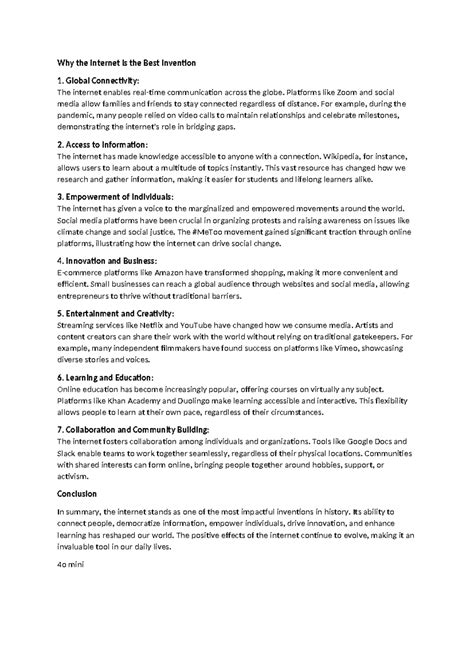 Talk about one invention that you consider as the best invention ever ...