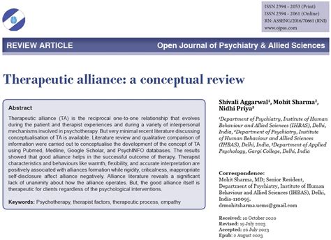 Therapeutic alliance « Academy Publisher