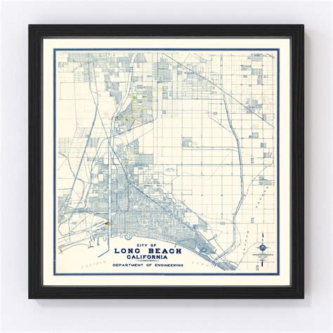 Long Beach Map 1935, Vintage Long Beach Map, Old Long Beach California ...