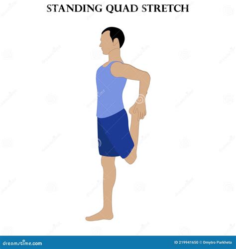 Standing Quad Stretch Yoga Workout. Man Doing Yoga Illustration Stock ...