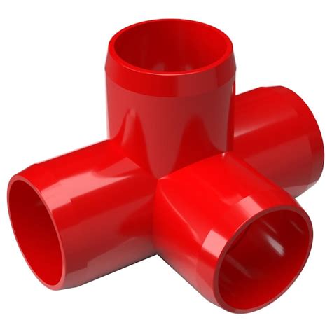 PVC Pipeworks 1-1/4-in PVC 4-Way Tee Furniture Grade Fitting in Red (4 ...