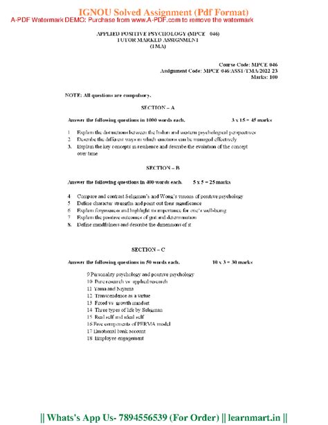 MPCE-046 TMA: Distinctions in Psychological Perspectives 2022-23 - Studocu