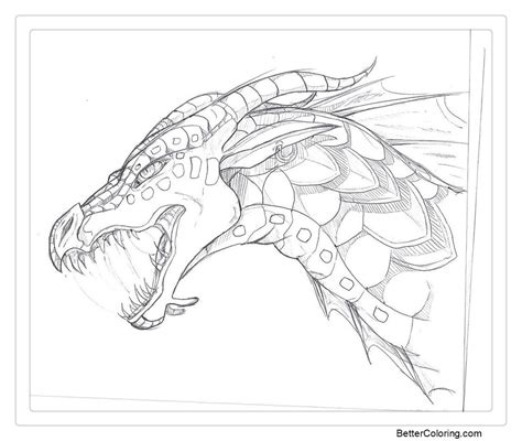 Wings of Fire Coloring Pages Seawing Sketch by TheLittleWaterDragon ...