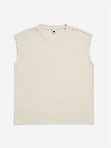Buy Y&F Kids Boys Off-White Self-Textured Cotton-Blend T-Shirt from ...