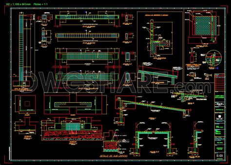 104.Autocad Drawing Of Deck Ramp Reinforced Concrete Details For Download