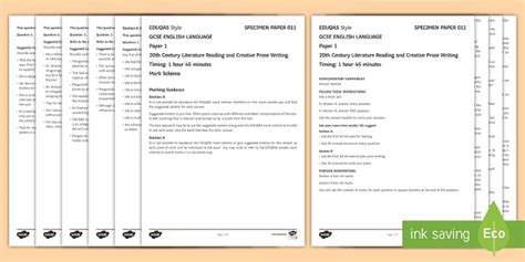 Eduqas Lang Paper 1: Extracts & Questions - Pimpernel