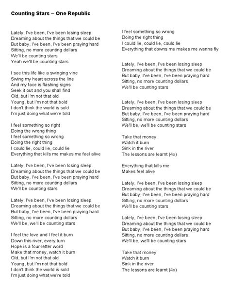 Counting Stars Lyrics 的图像结果