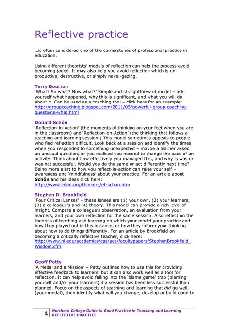 Image result for Reflective practice Examples