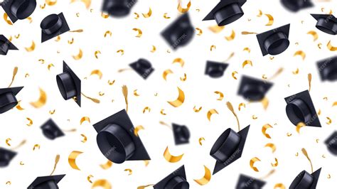 Premium Vector | Graduation caps thrown in air flying graduate students ...