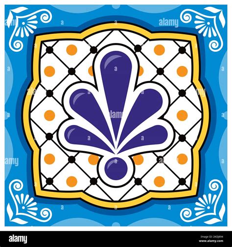 Mexican tiles single and seamless vector design inspired by talavera ...