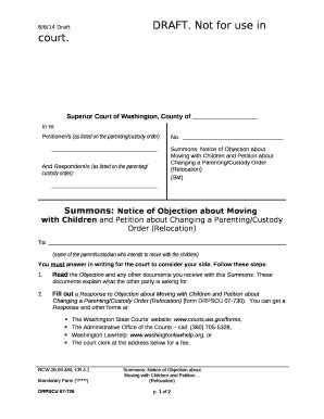 Summons: Notice of Objection about Moving Doc Template | pdfFiller
