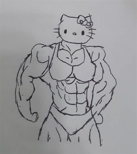 Muscular Hello Kitty Drawing