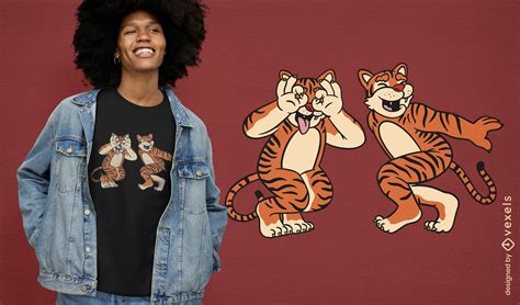 Two Funny Tigers T-shirt Design Vector Download
