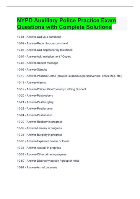 NYPD Auxiliary Police Practice Exam Questions with Complete Solutions ...