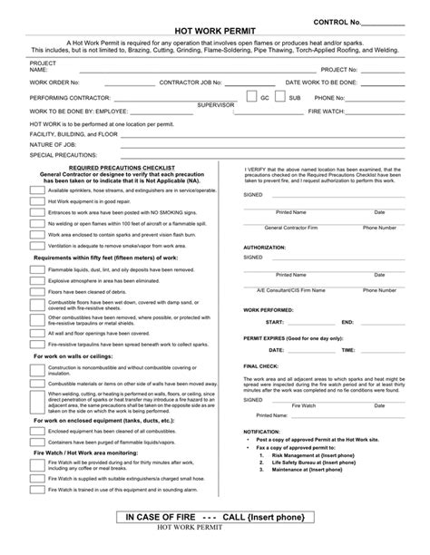 Image result for Hot Work Permit Example