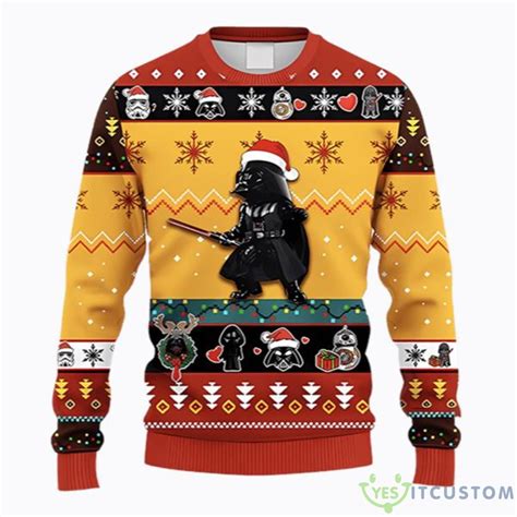 Funny Santa Dark Vader, Star Wars Ugly Sweater Christmas 3D Sweater ...