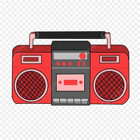 Red Radio Clipart Transparent Background, Hand Drawn Red Cartoon Radio ...