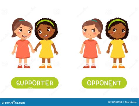 SUPPORTER and OPPONENT Antonyms Flashcard, Opposites Concept. Stock ...