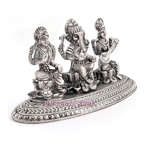Lakshmi Ganesh Saraswati 925 Pure Silver Idol