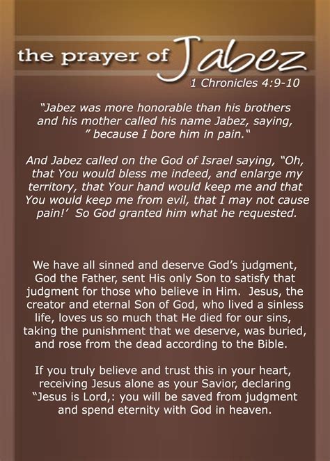 The Prayer of Jabez, 1 Chronicles 4:9-10