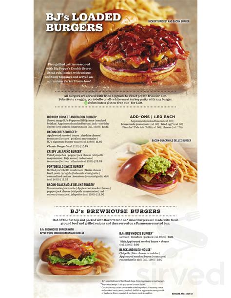BJ's Restaurant & Brewhouse menu in Pittsburgh, Pennsylvania, USA