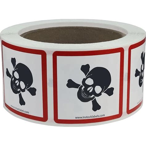 Buy GHS Pictogram Labels Skull & Crossbones 2 x 2 Inch Square 500 ...