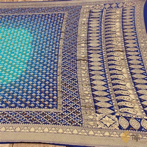 Blue Pure Georgette Banarasi Bandhani Handloom Saree - Tilfi