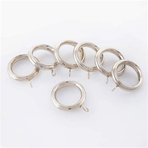Buy DECO WINDOW Set of 14 Curtain Rings with Hooks - Satin Silver from ...