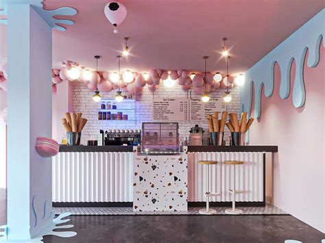 Pink color ice cream store most popular lovely gelato shop design ...