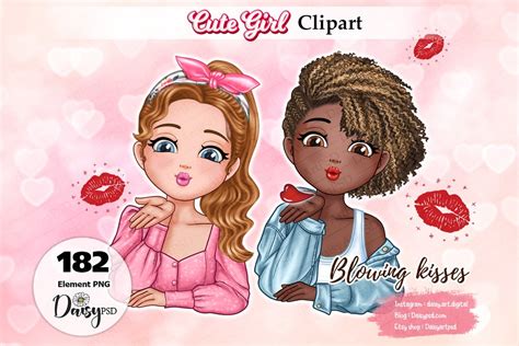 Blowing Kisses Clipart, Cute Girl Chibi, Best Friend Clipart, African ...