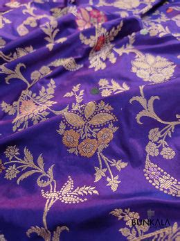 Shop Purple Pure Katan Silk Kadwa Handwoven Meenakari Banarasi Saree ...