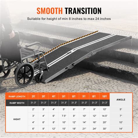 VEVOR Portable Wheelchair Ramp 8FT, Non-Slip Aluminum Folding Handicap ...