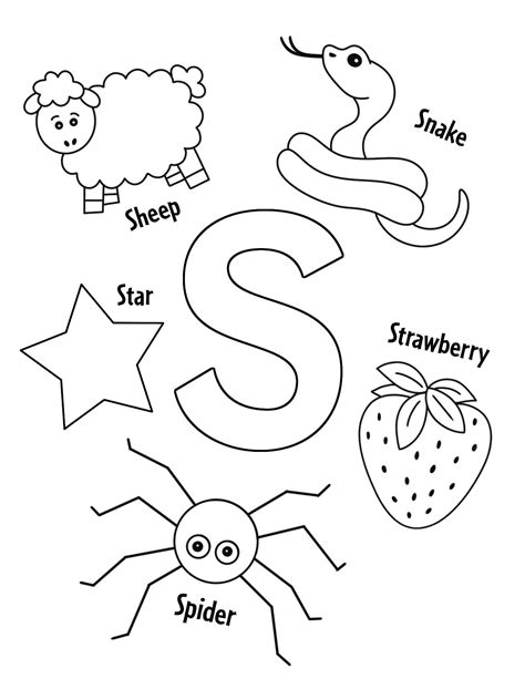 Letter s word list with illustrations printable poster – Artofit