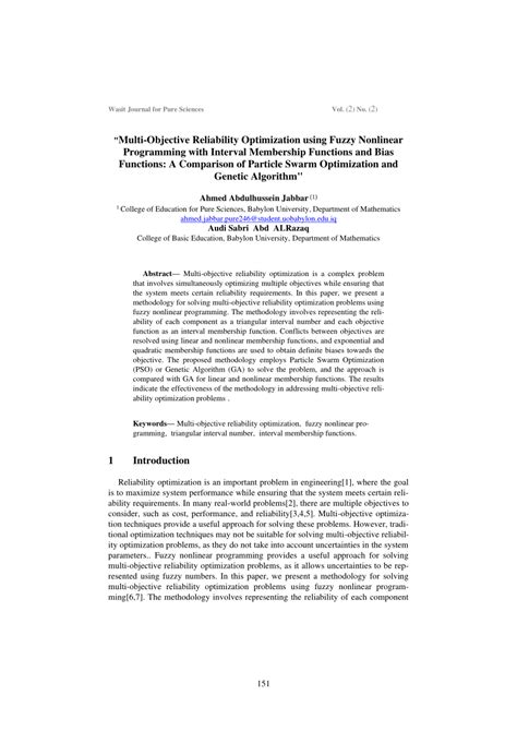 Image result for Multi-Objective Optimization Using Fuzzy Programming