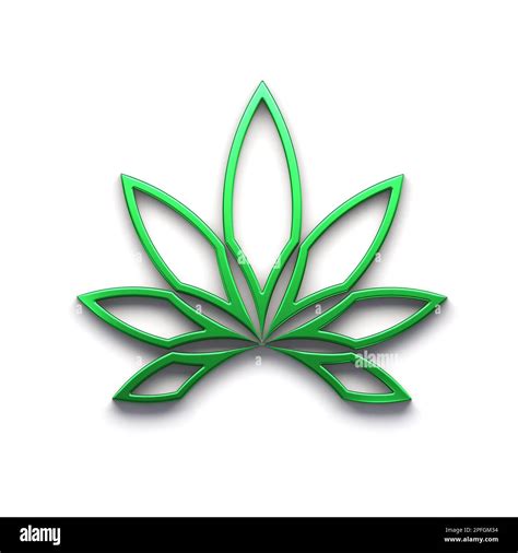 Marijuana lineal flower or cannabis leaf weed green color style logo icon isolated on white ...