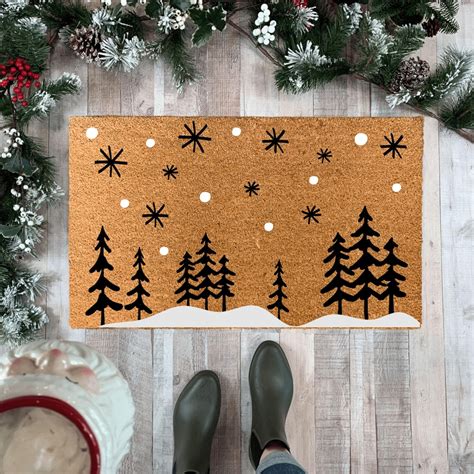 Winter Doormat Coir, Christmas Doormat Snowflakes, Christmas Decor for ...
