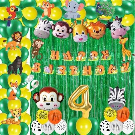 FI - FLICK IN 75 pcs 4th Birthday Decoration for Boys Animals Cutouts ...