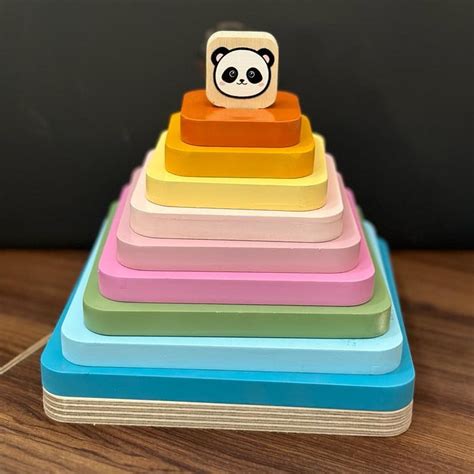 Rainbow Stacking Square Panda Wooden Stacker – The Funny Mind